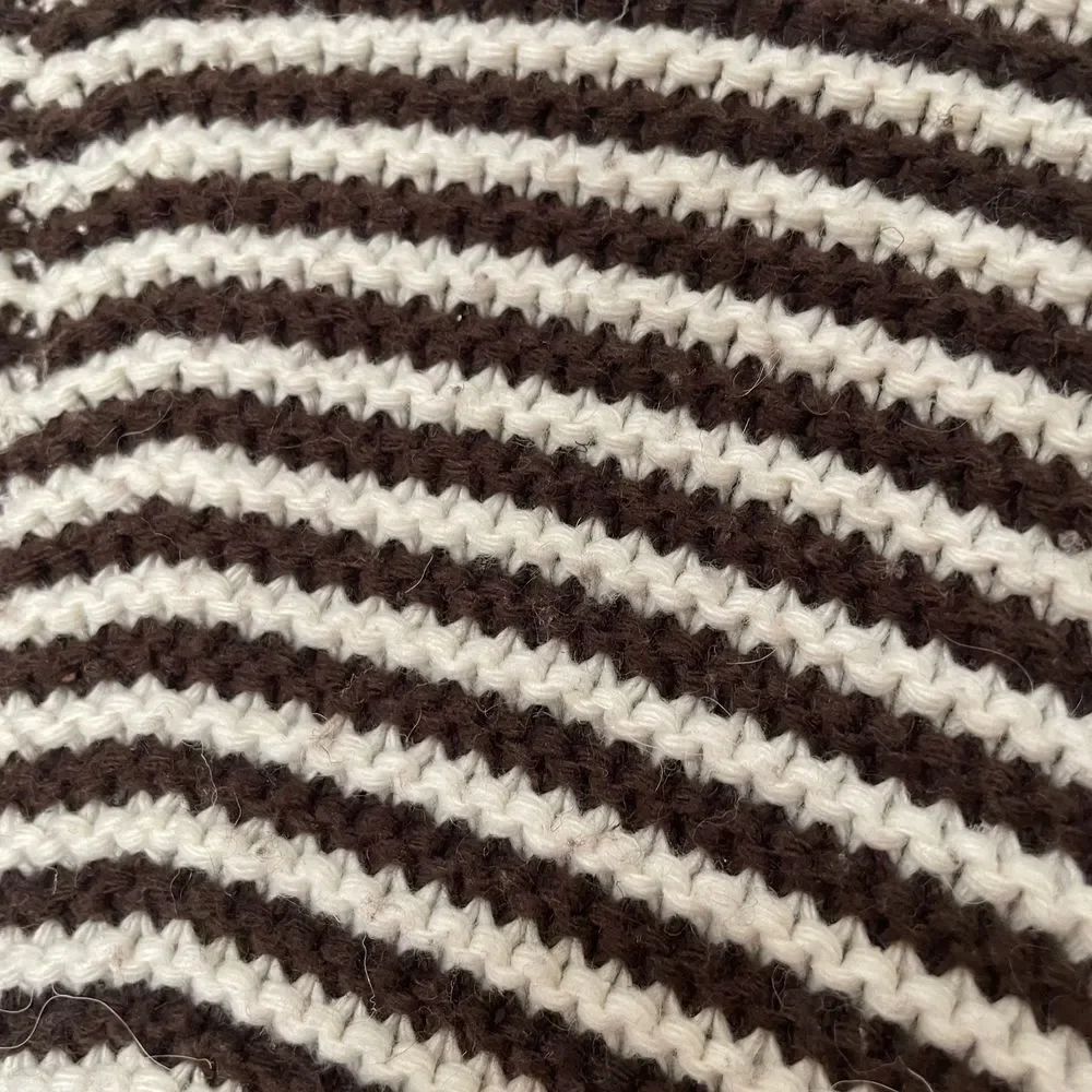 Mingnuo women's large chunky striped cropped brown beige button cardigan sweater